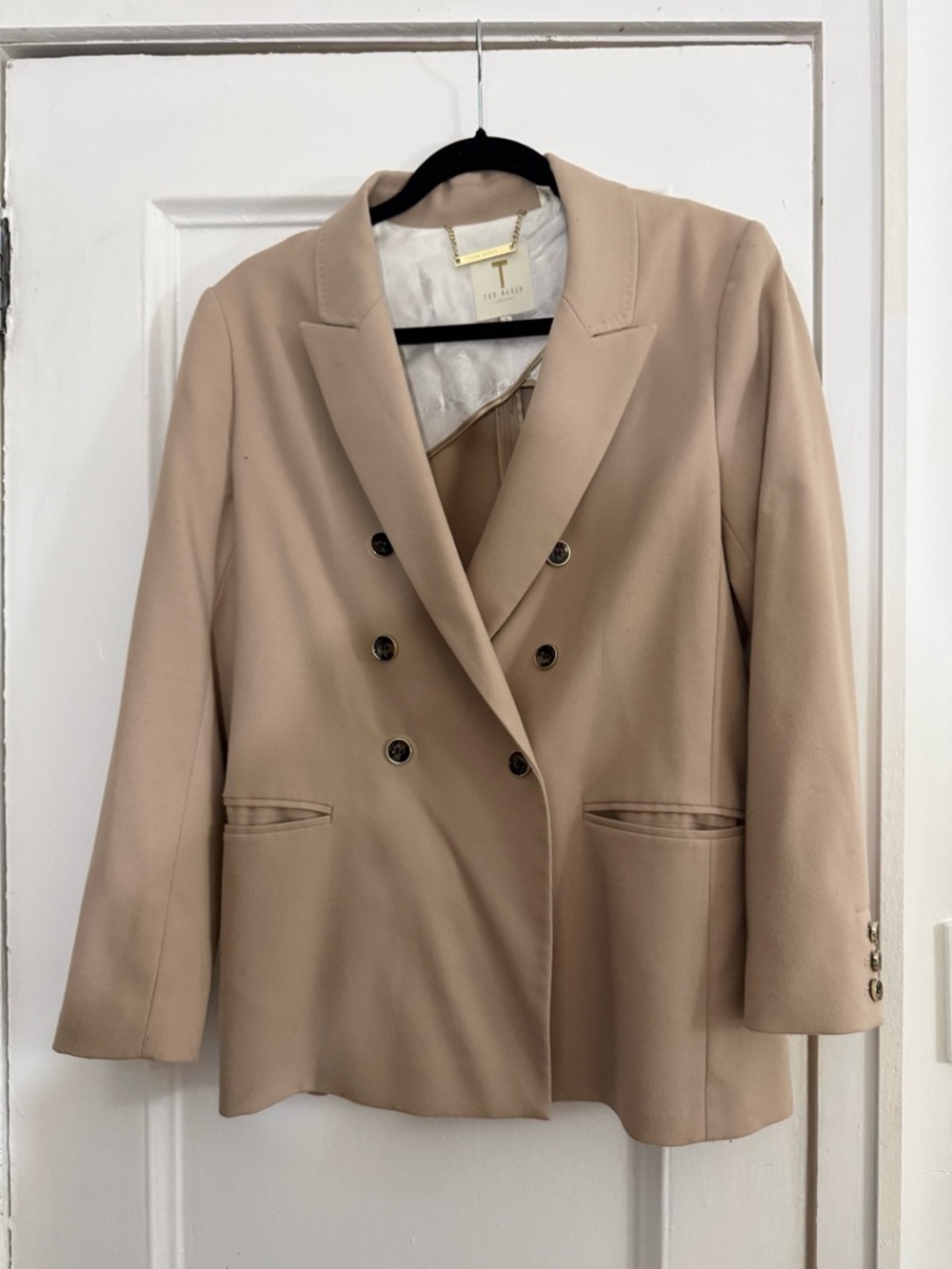 Ted Baker Double-Breasted Beige Blazer Jacket